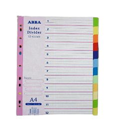 Abba Paper Index Divider - 12 Colour
